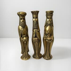 Vtg Gold Tone 1970’s Ceramic 3 Kings . 2 Have Small Chips. See Description.